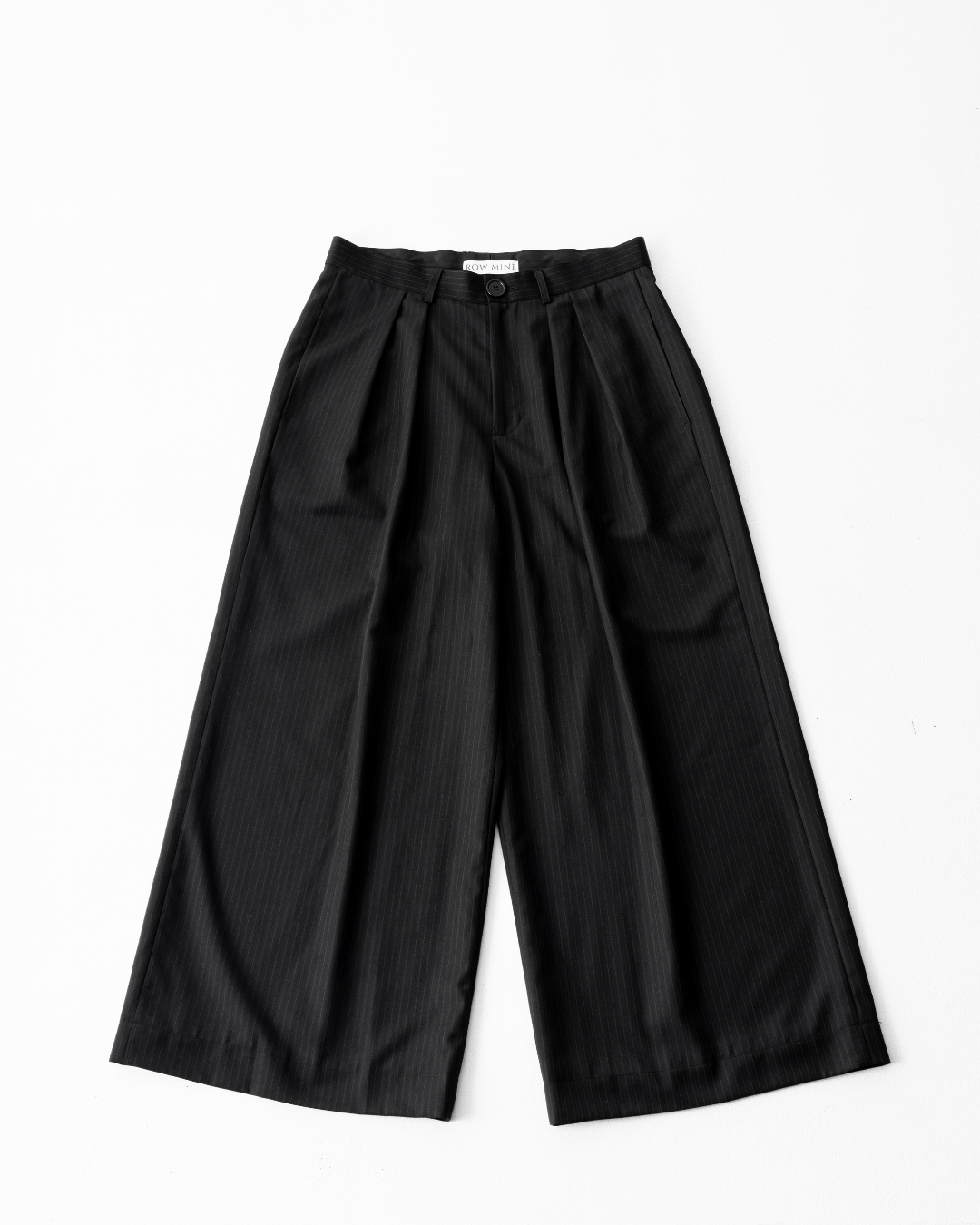 Signature Wide Leg Wool Pinstripe Trouser - Midnight