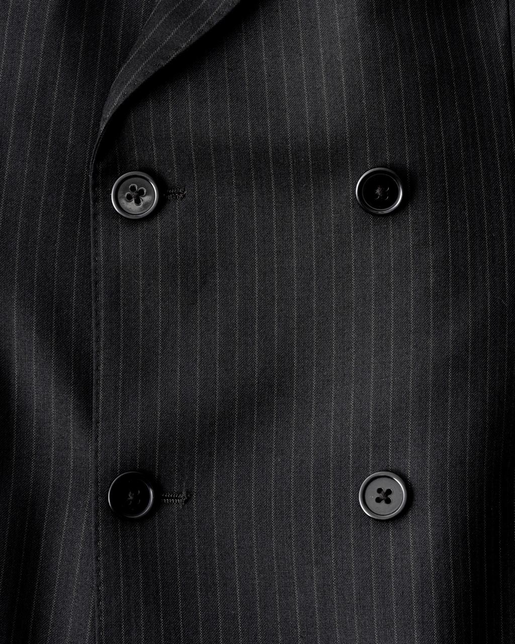Double Breasted Wool Pinstripe Blazer - Midnight
