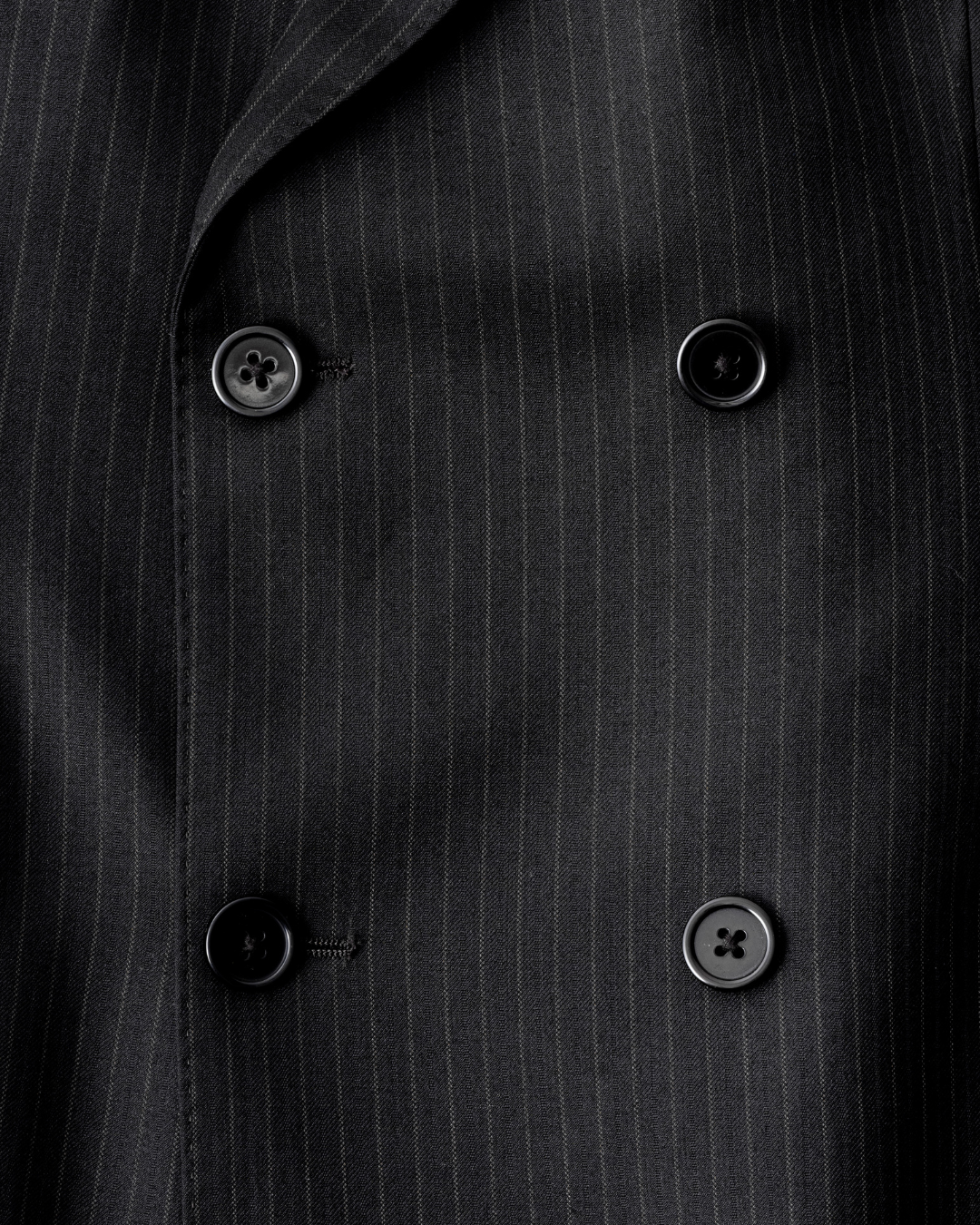 Double Breasted Wool Pinstripe Blazer - Midnight