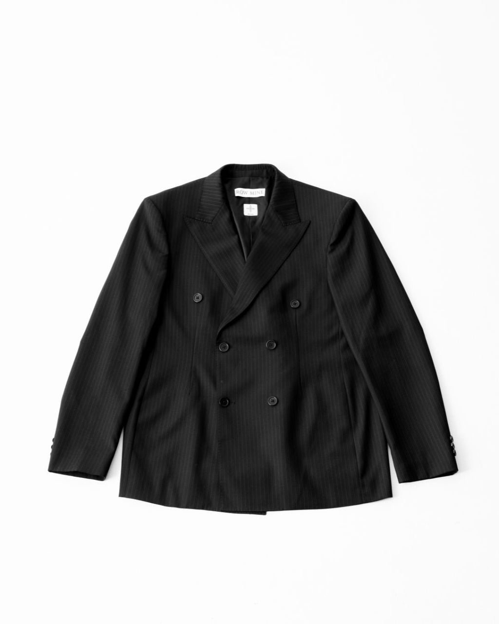 Double Breasted Wool Pinstripe Blazer - Midnight
